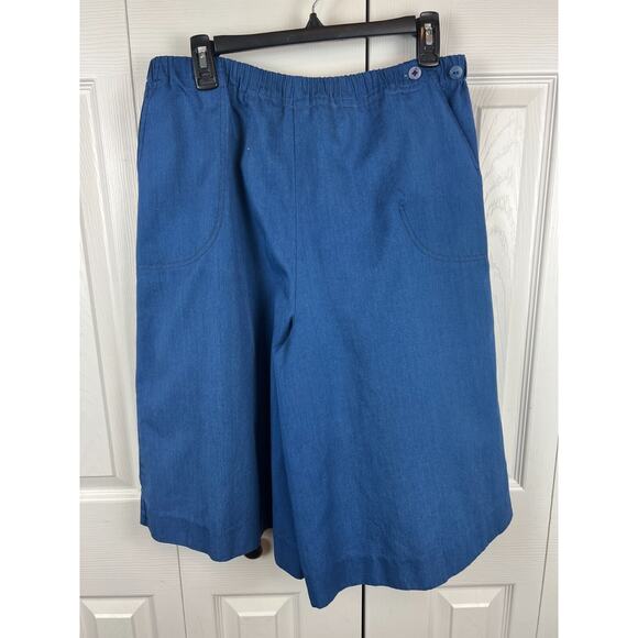 Vintage 70s The Fox Collection Women's Wide Leg Shorts Culottes Blue Missy 16 - Picture 8 of 9